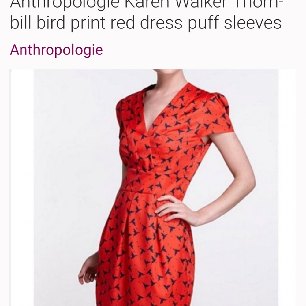 Karen Walker Red Dress with Black Bird Pattern